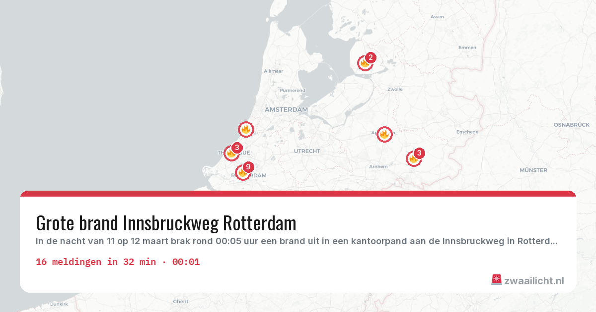Kaart van de activiteitspiek bij Brandweer
