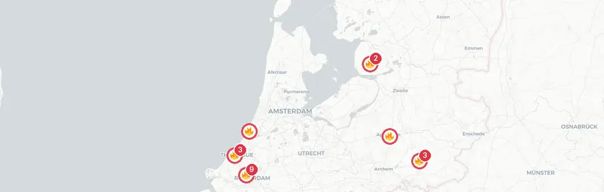 Kaart van Grote brand Innsbruckweg Rotterdam