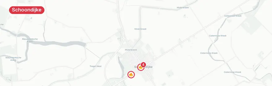Kaart van Blikseminslag veroorzaakt middelbrand Lange Heerenstraat...