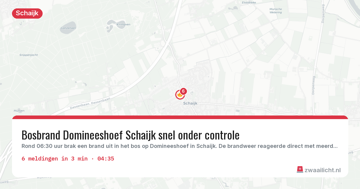 Kaart van de activiteitspiek bij Schaijk