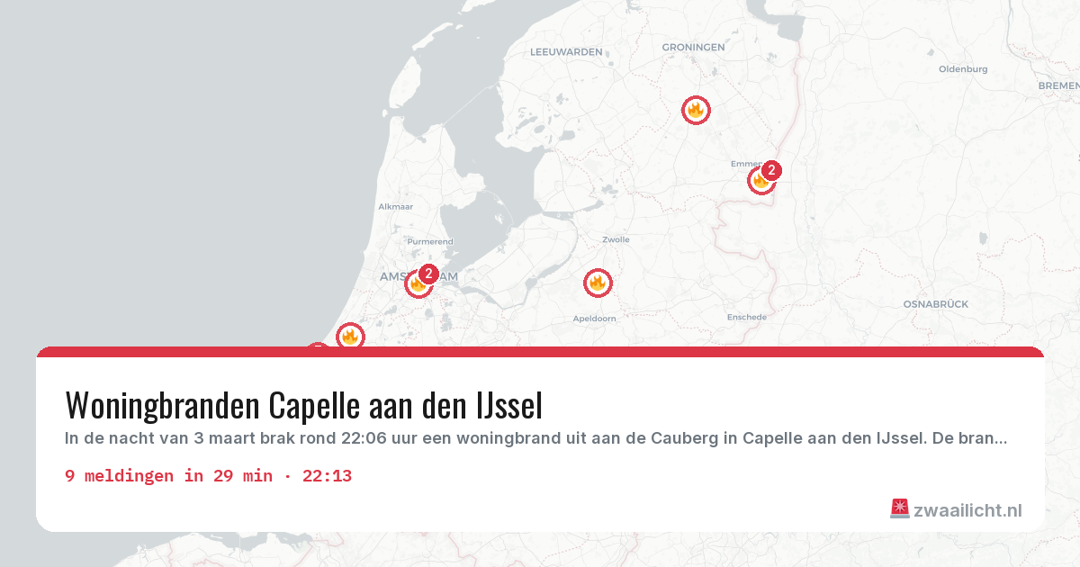 Kaart van de activiteitspiek bij Brandweer