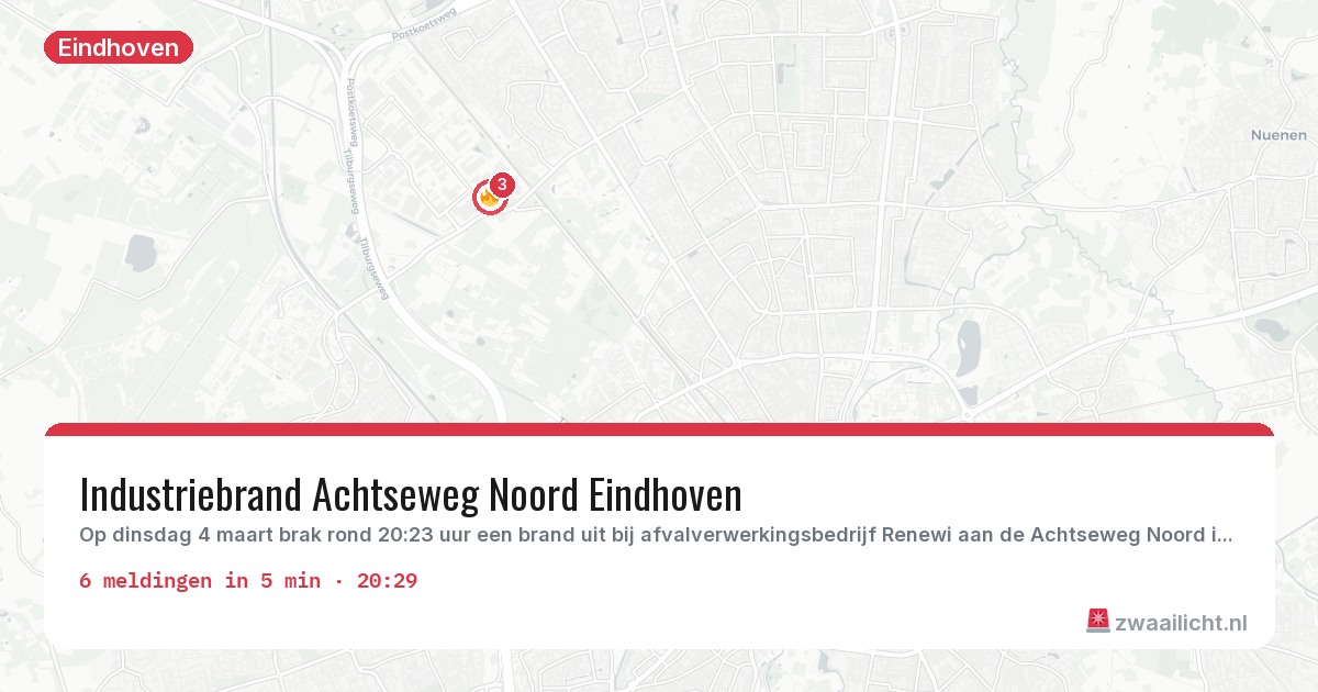 Kaart van de activiteitspiek bij Eindhoven