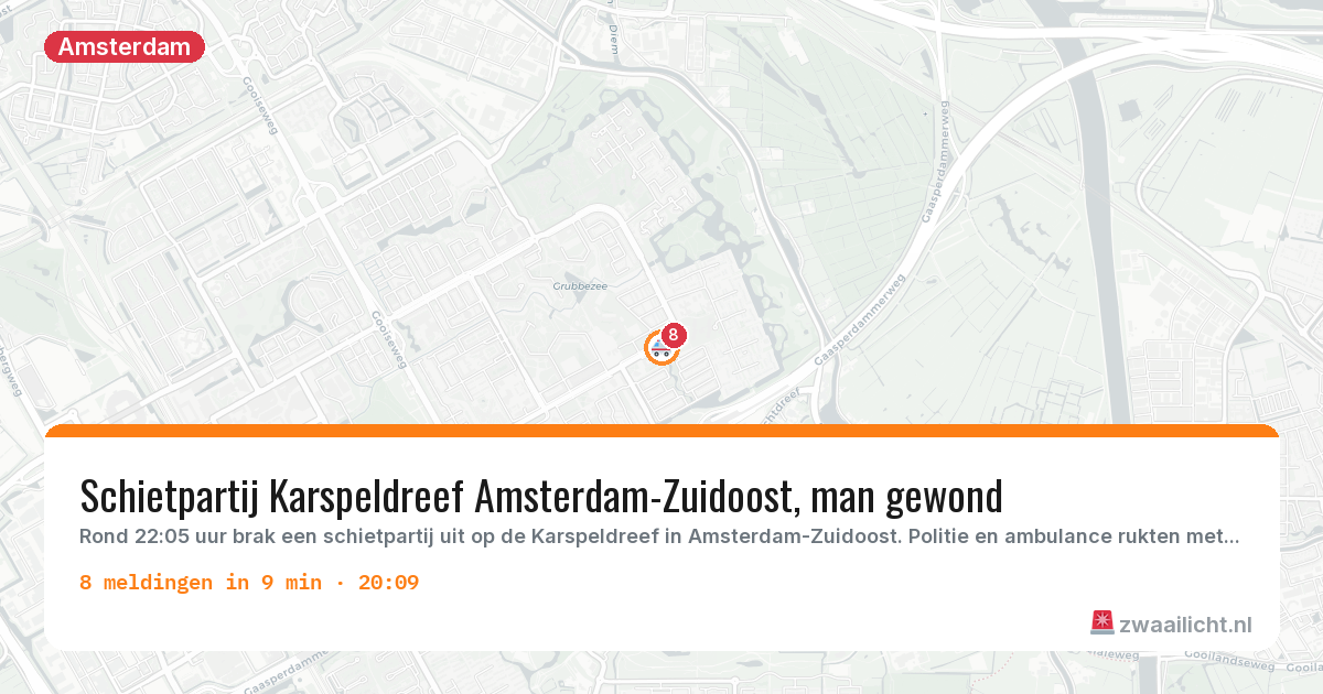 Kaart van de activiteitspiek bij Amsterdam