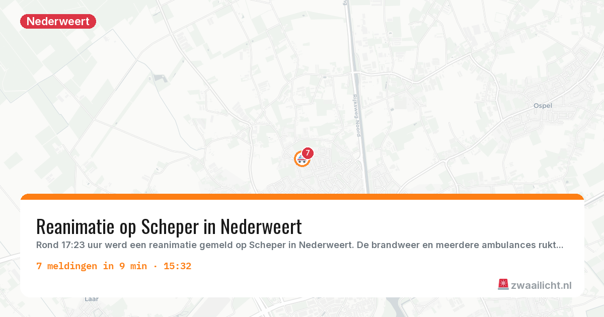 Kaart van de activiteitspiek bij Nederweert