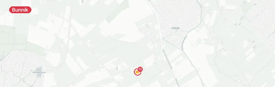 Kaart van Zeer grote brand autobedrijf Bunnik, één gewonde
