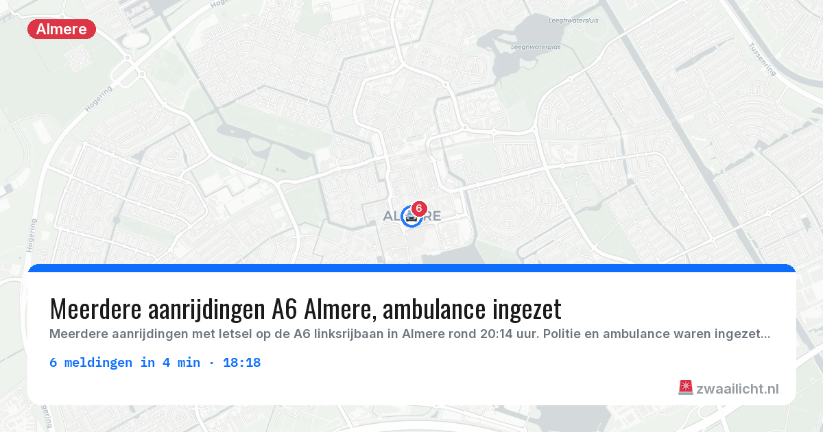 Kaart van de activiteitspiek bij Almere