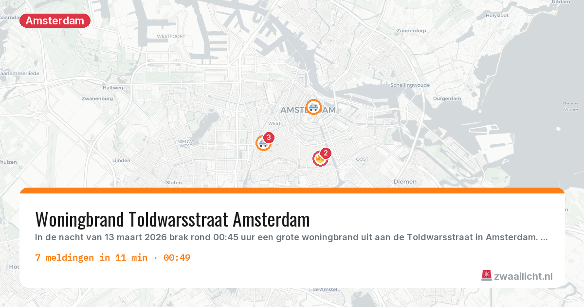 Kaart van de activiteitspiek bij Amsterdam