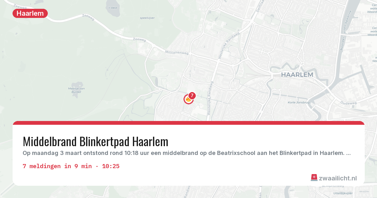 Kaart van de activiteitspiek bij Haarlem