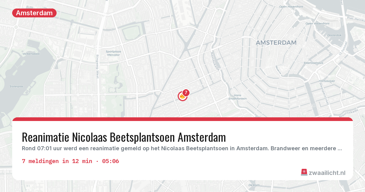 Kaart van de activiteitspiek bij Amsterdam