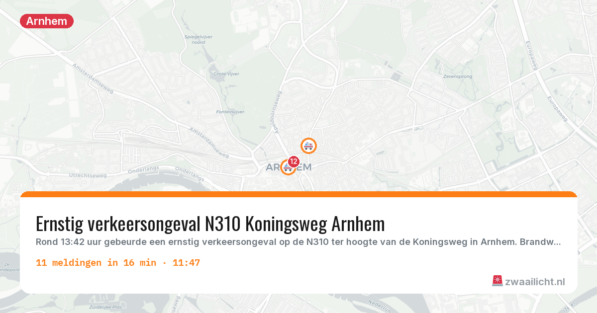 Kaart van de activiteitspiek bij Arnhem