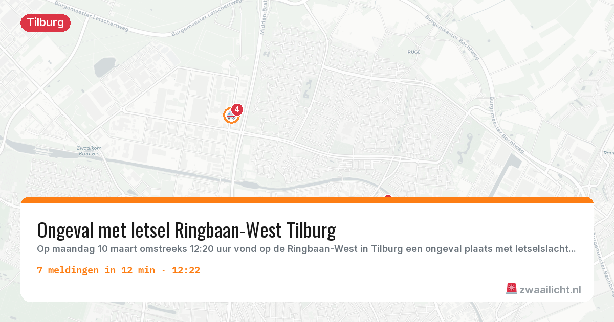 Kaart van de activiteitspiek bij Tilburg