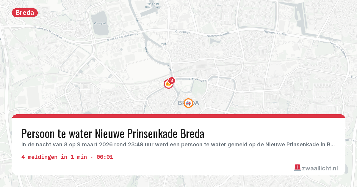 Kaart van de activiteitspiek bij Breda