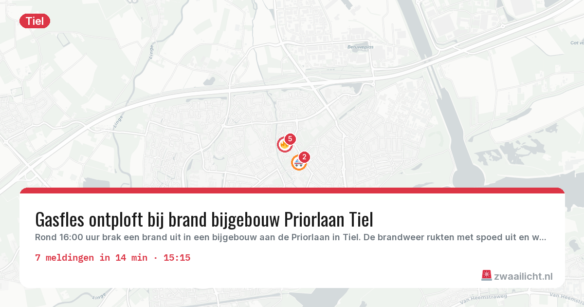 Kaart van de activiteitspiek bij Tiel