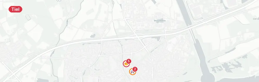 Kaart van Gasfles ontploft bij brand bijgebouw Priorlaan Tiel