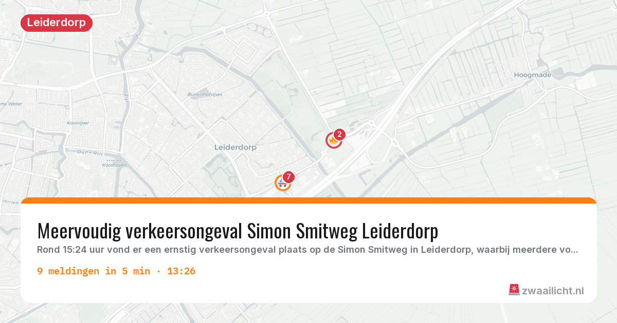 Kaart van de activiteitspiek bij Leiderdorp