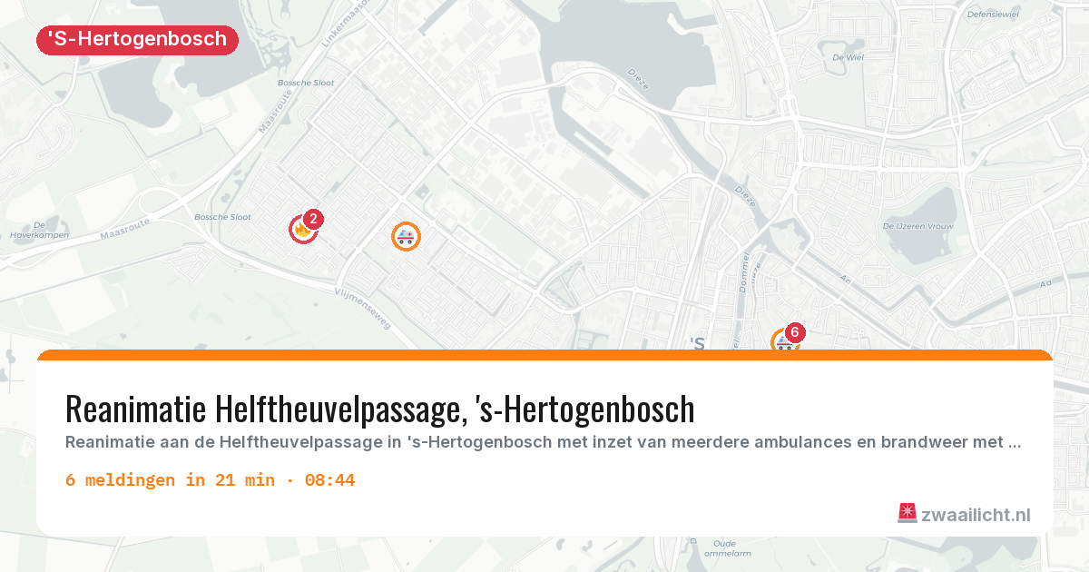 Kaart van de activiteitspiek bij 'S-Hertogenbosch