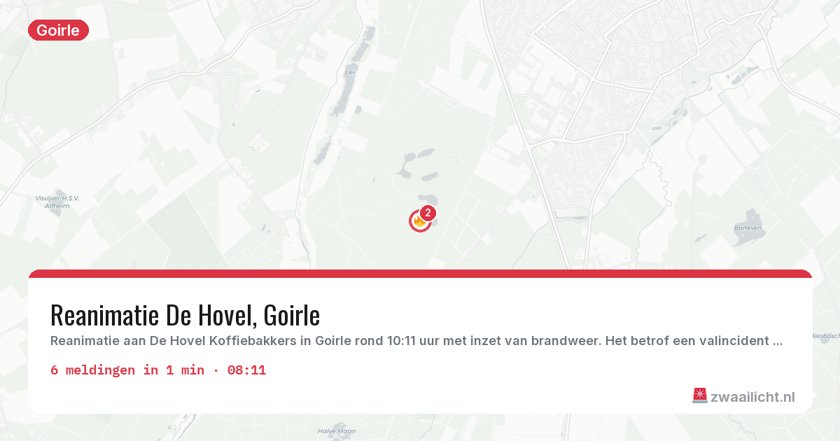 Kaart van de activiteitspiek bij Goirle