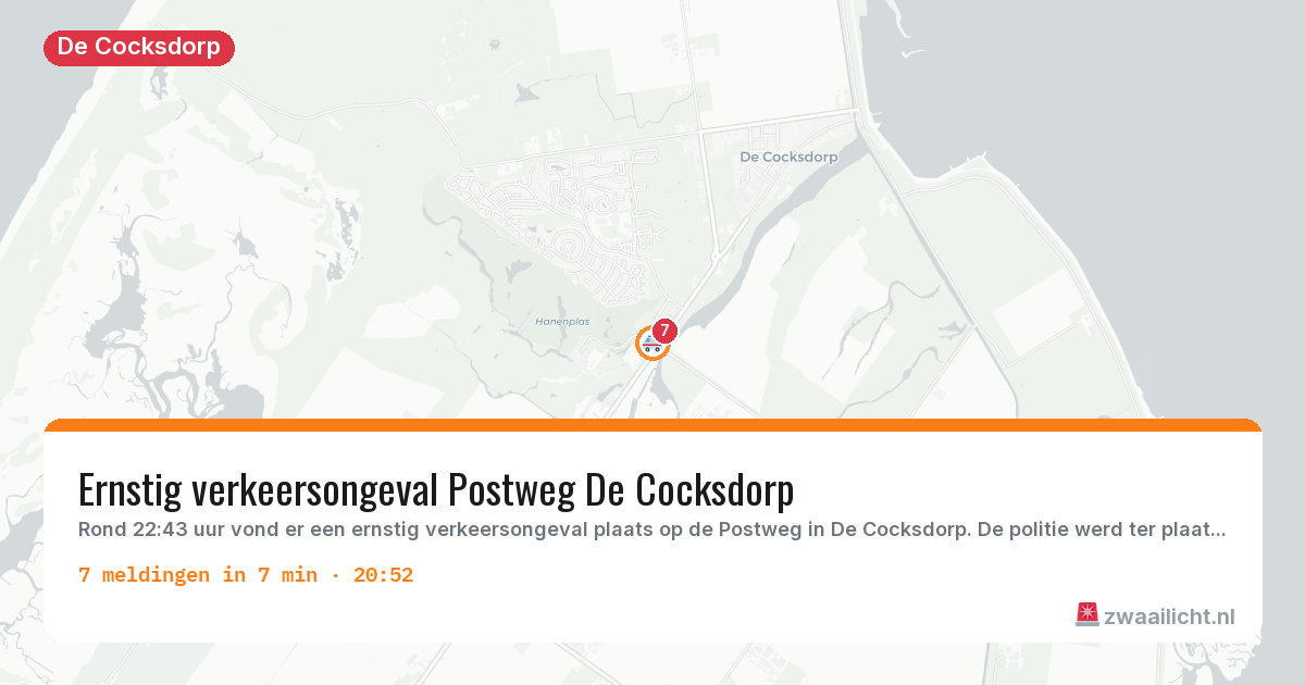 Kaart van de activiteitspiek bij De Cocksdorp