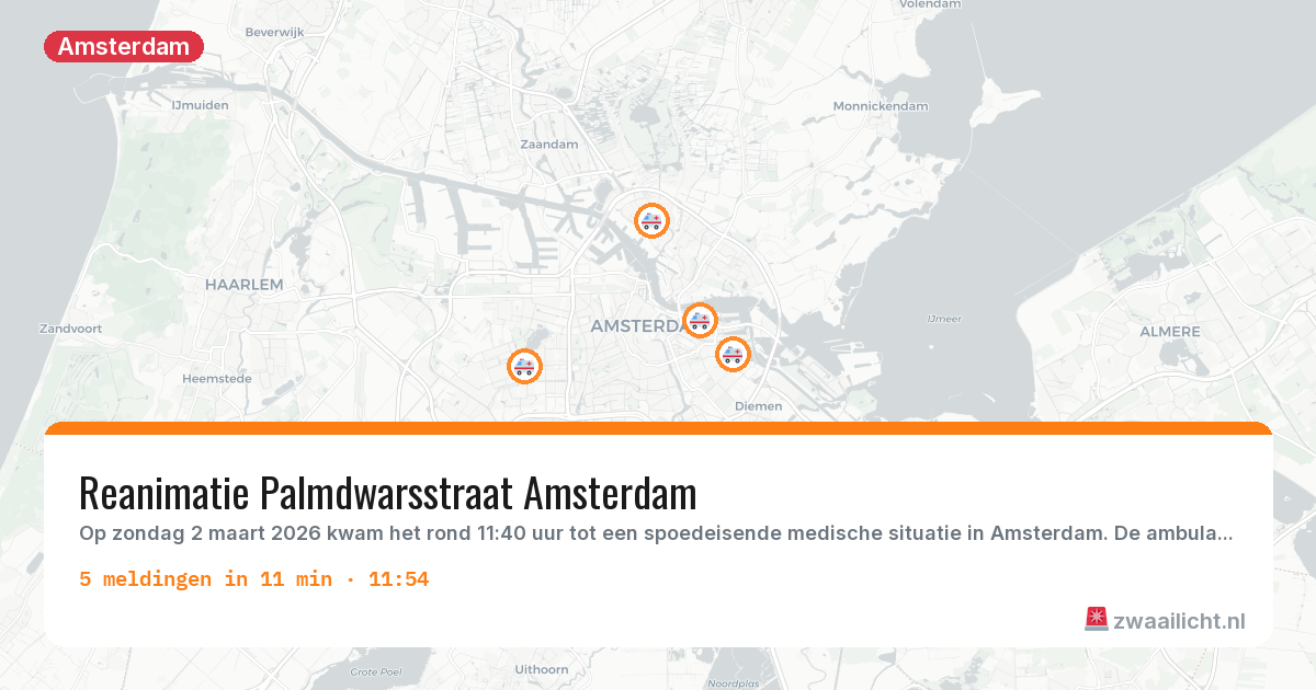 Kaart van de activiteitspiek bij Amsterdam