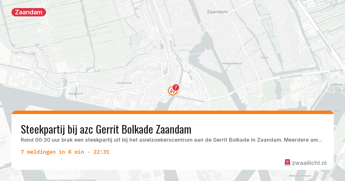 Kaart van de activiteitspiek bij Zaandam