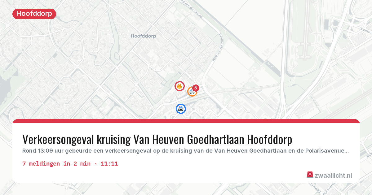 Kaart van de activiteitspiek bij Hoofddorp