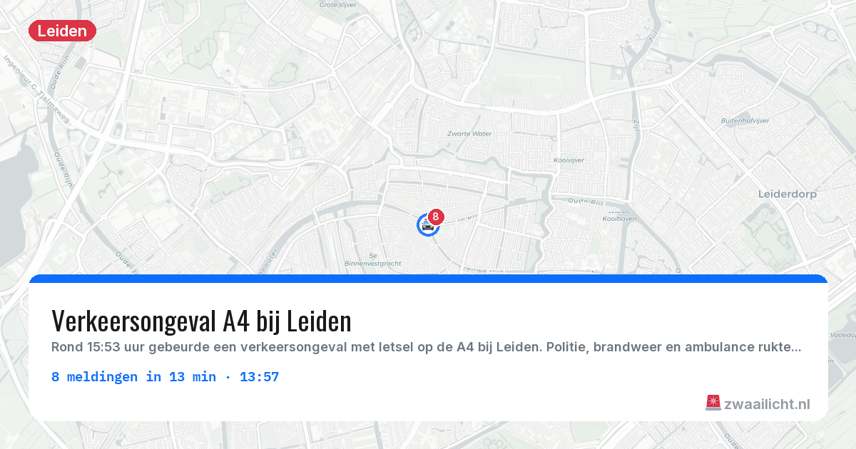 Kaart van de activiteitspiek bij Leiden