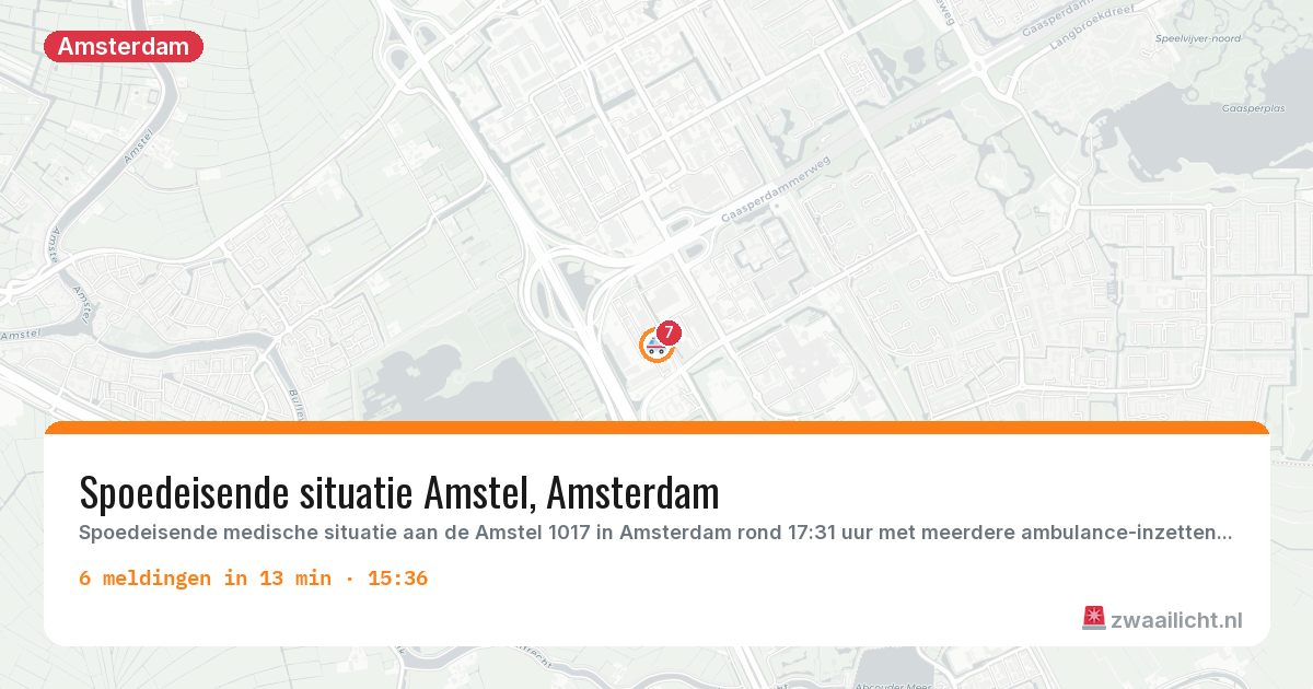 Kaart van de activiteitspiek bij Amsterdam