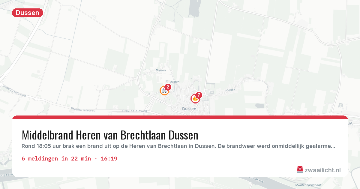 Kaart van de activiteitspiek bij Dussen