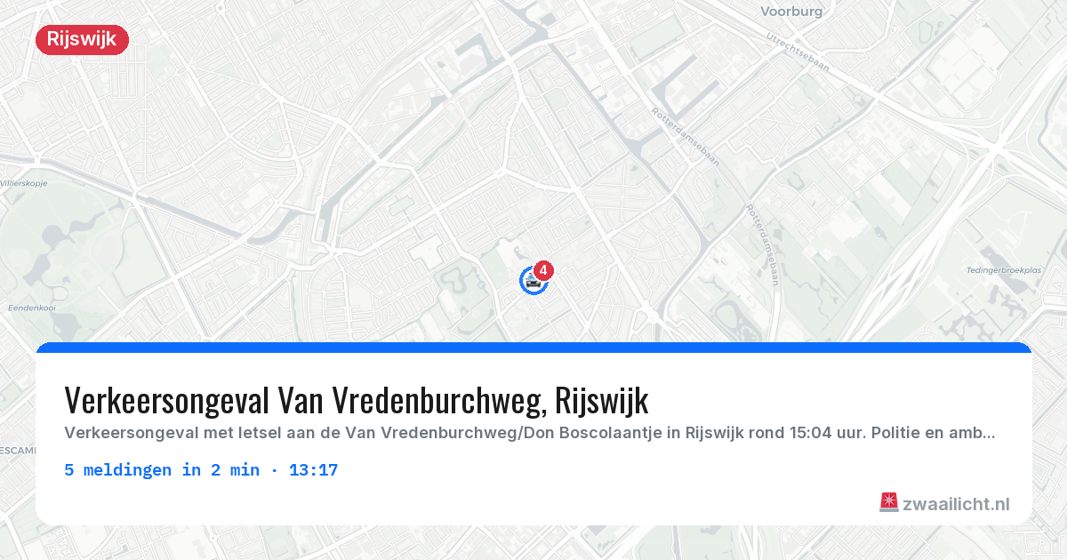 Kaart van de activiteitspiek bij Rijswijk