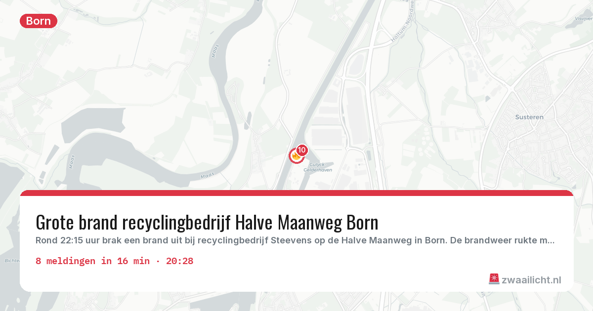 Kaart van de activiteitspiek bij Born