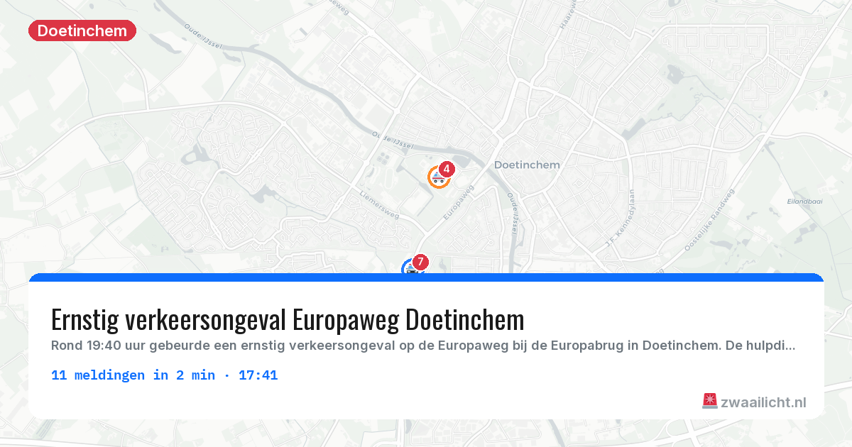 Kaart van de activiteitspiek bij Doetinchem