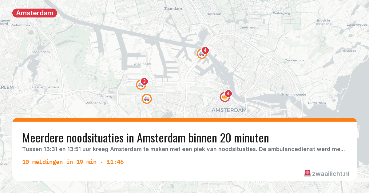Kaart van de activiteitspiek bij Amsterdam