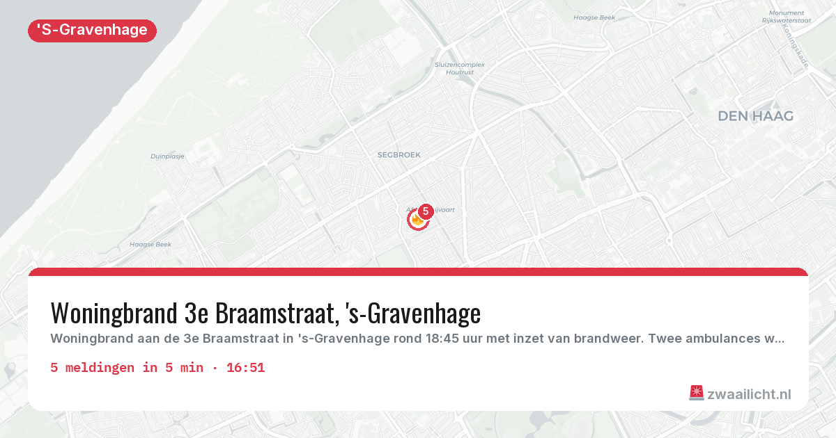 Kaart van de activiteitspiek bij 'S-Gravenhage