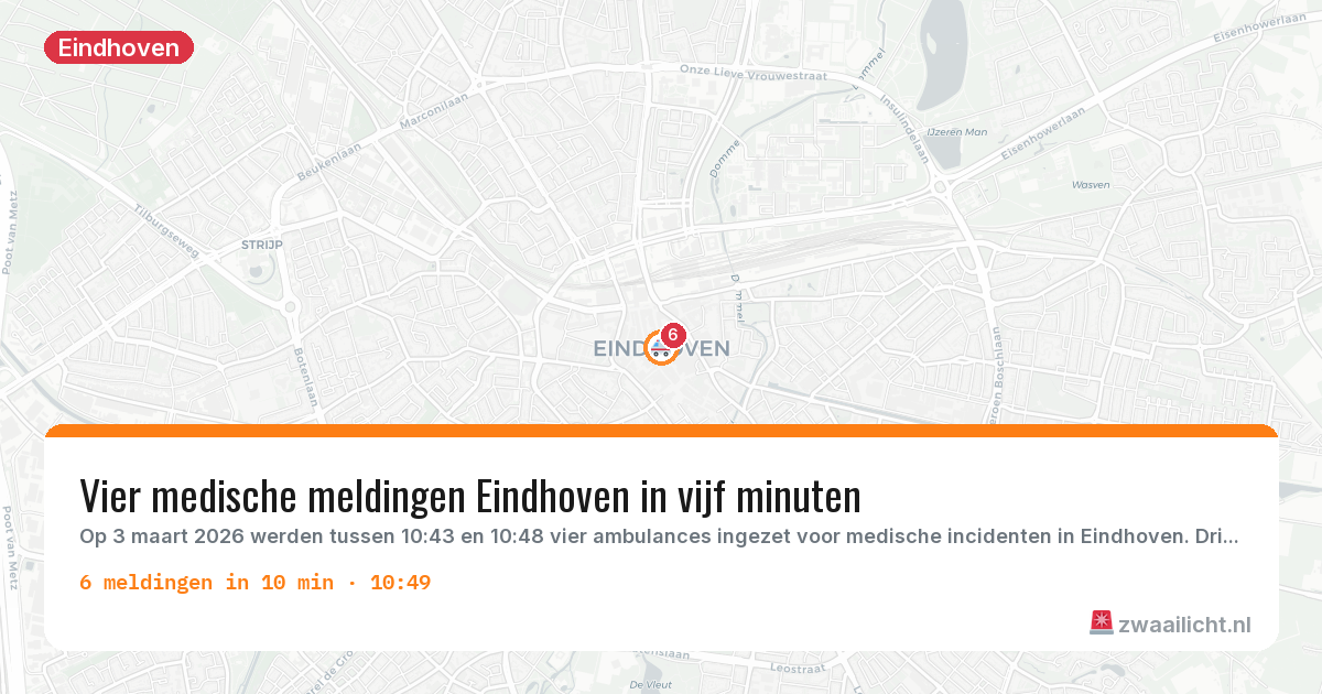 Kaart van de activiteitspiek bij Eindhoven