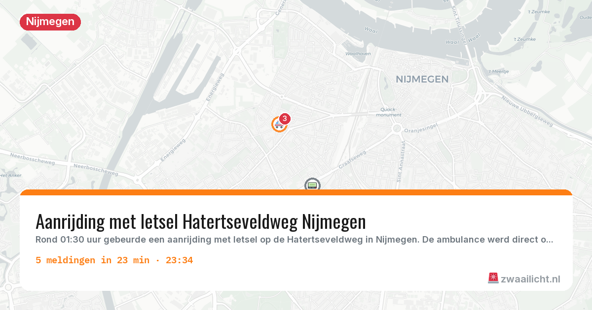 Kaart van de activiteitspiek bij Nijmegen