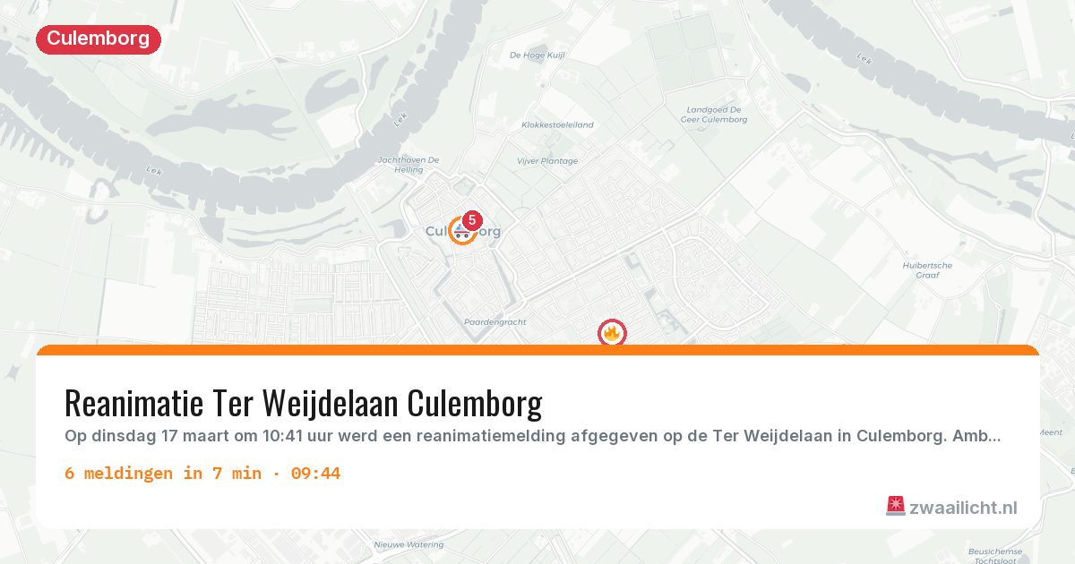 Kaart van de activiteitspiek bij Culemborg