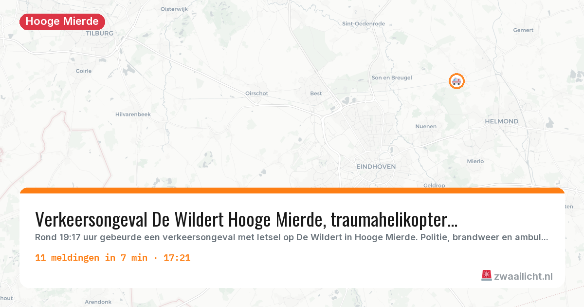 Kaart van de activiteitspiek bij Hooge Mierde