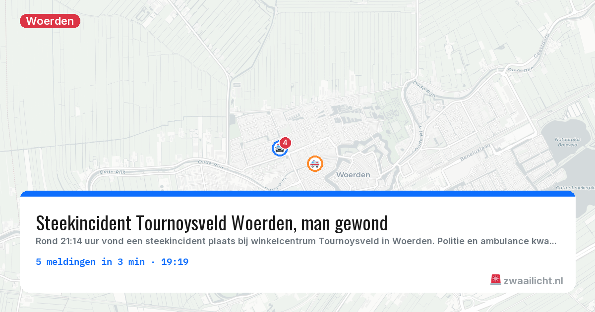 Kaart van de activiteitspiek bij Woerden