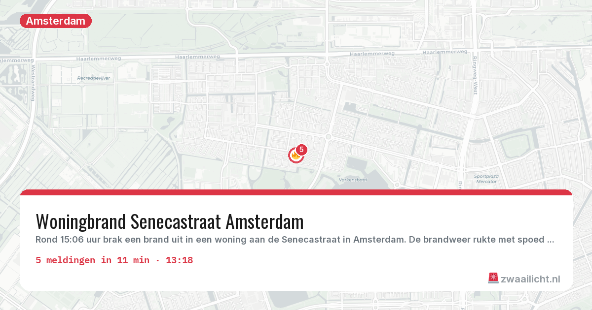 Kaart van de activiteitspiek bij Amsterdam