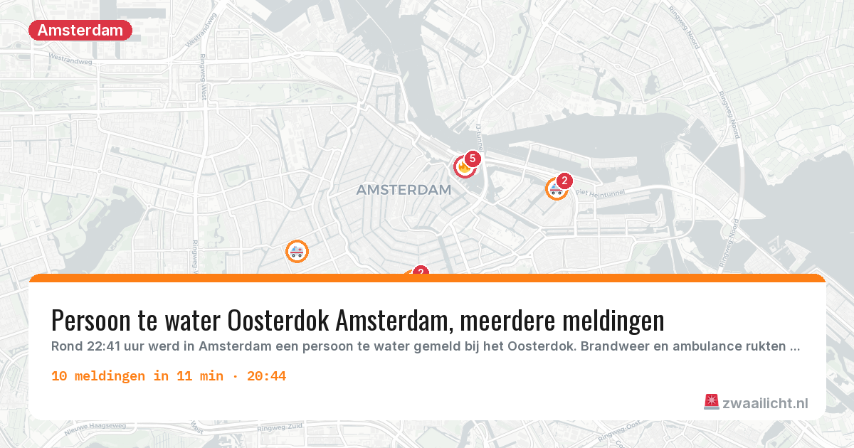 Kaart van de activiteitspiek bij Amsterdam