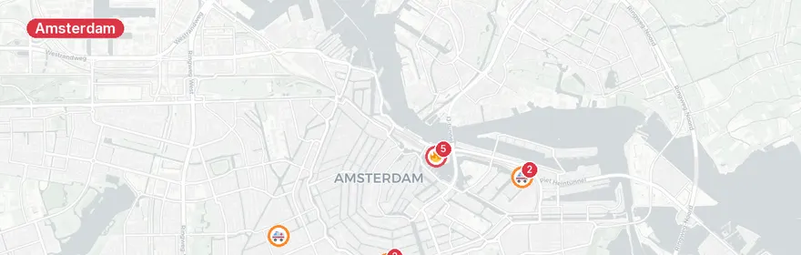 Kaart van Persoon te water Oosterdok Amsterdam, meerdere meldingen