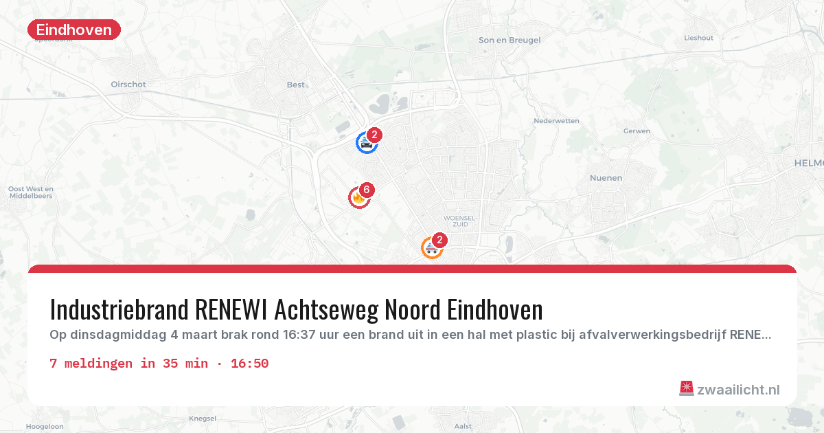 Kaart van de activiteitspiek bij Eindhoven
