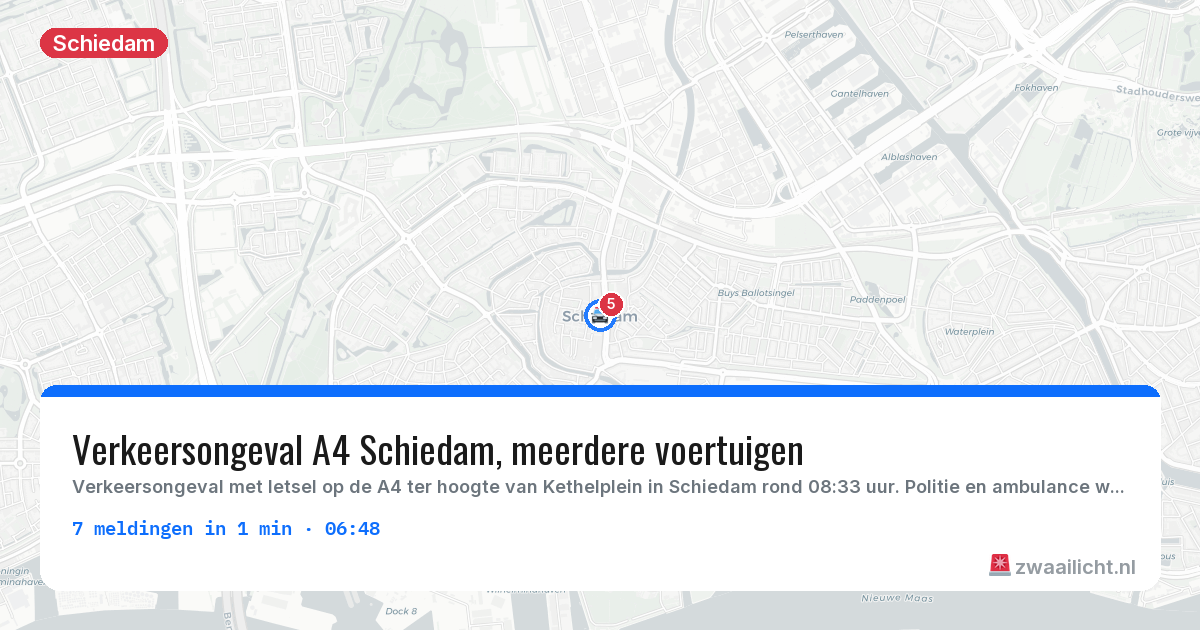 Kaart van de activiteitspiek bij Schiedam