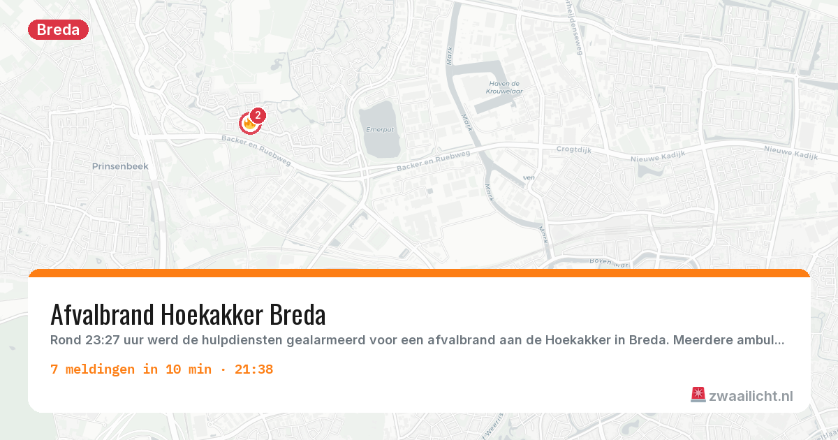 Kaart van de activiteitspiek bij Breda