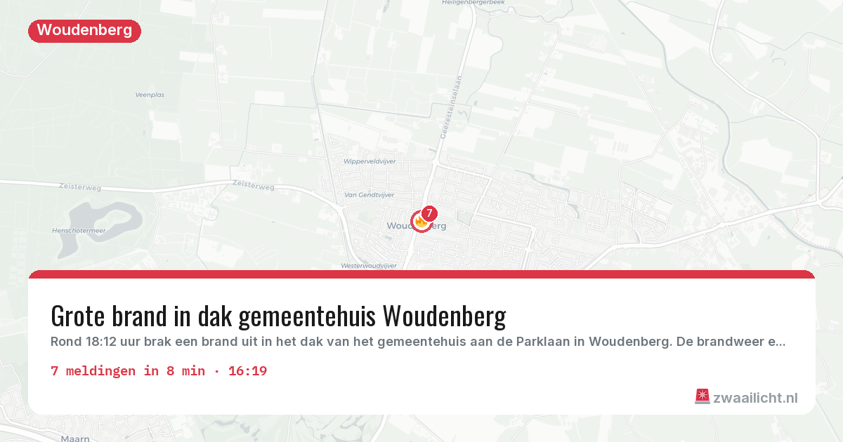 Kaart van de activiteitspiek bij Woudenberg