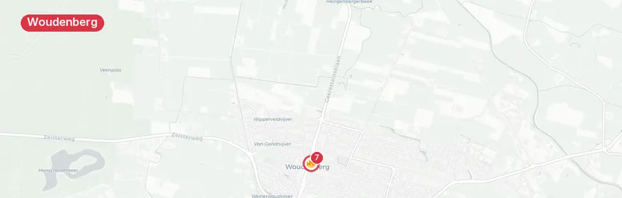 Kaart van Grote brand in dak gemeentehuis Woudenberg