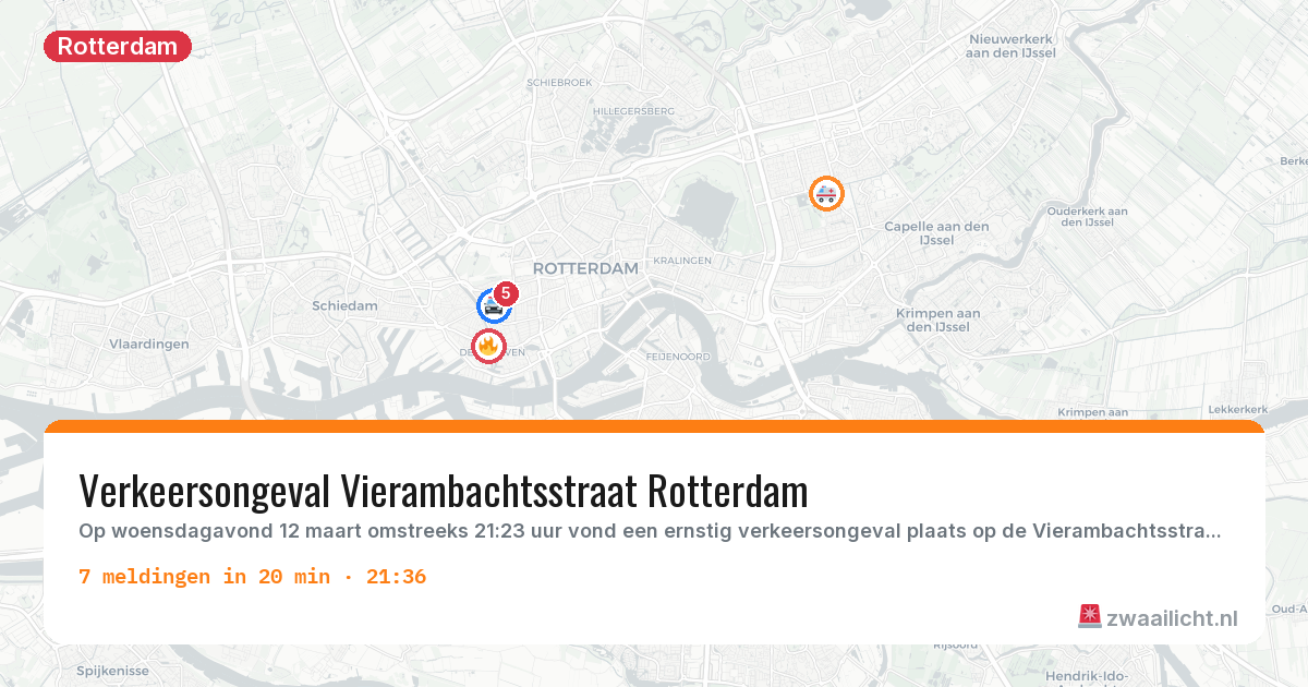 Kaart van de activiteitspiek bij Rotterdam