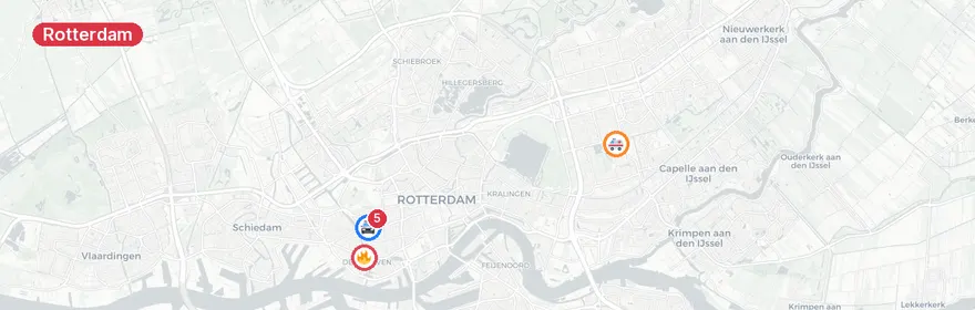 Kaart van Verkeersongeval Vierambachtsstraat Rotterdam