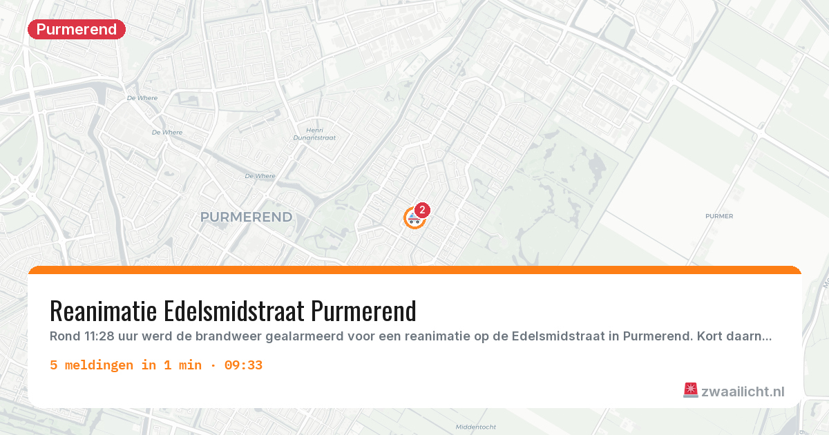 Kaart van de activiteitspiek bij Purmerend