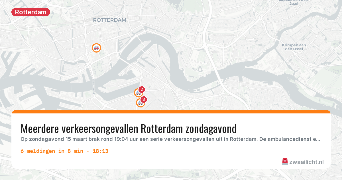 Kaart van de activiteitspiek bij Rotterdam
